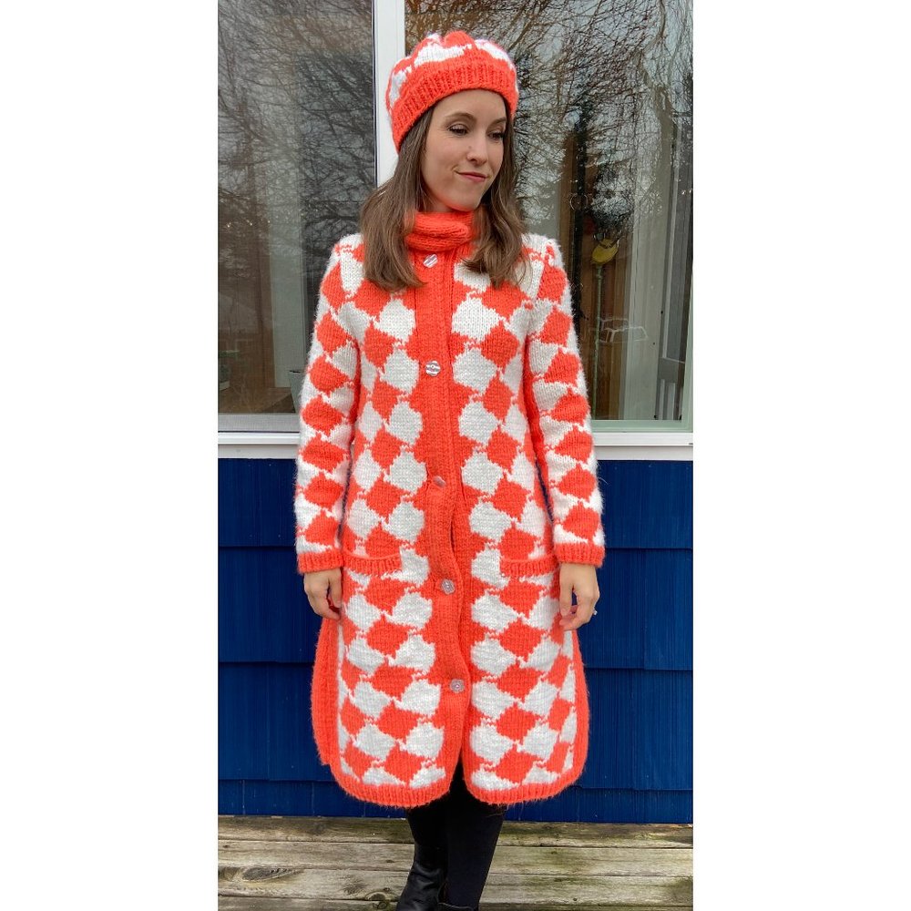 Vintage 1960/70s Handmade Long Sweater with Matching Beanie